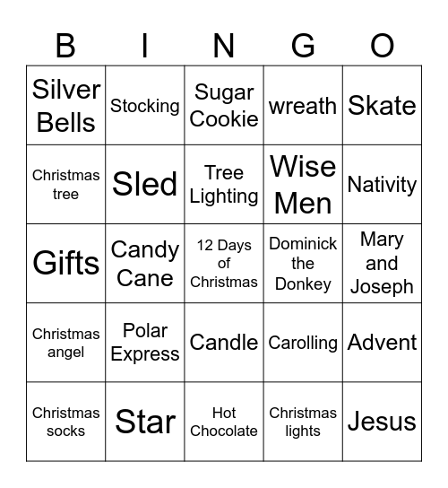 Christmas Bingo Card