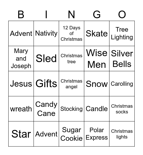 Mrs M's Holiday Gathering Bingo Card