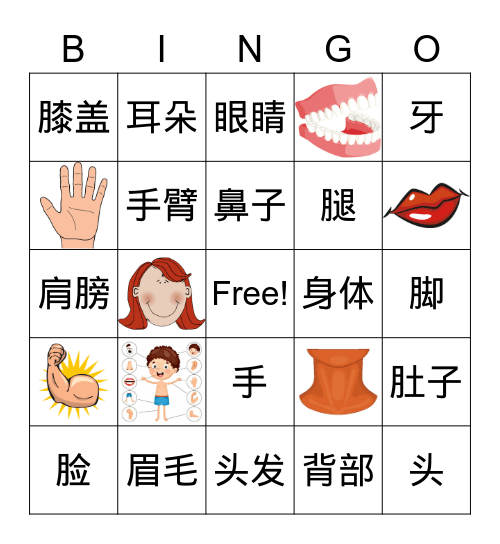 我的身体 Bingo Card