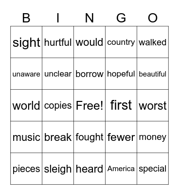 Group 2: Owen, Conner, Presley Bingo Card