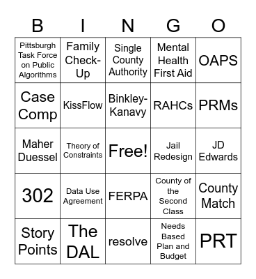 DHS Bingo Card