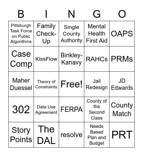 DHS Bingo Card