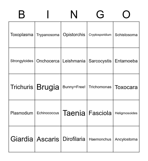 Parasitology Bingo Card