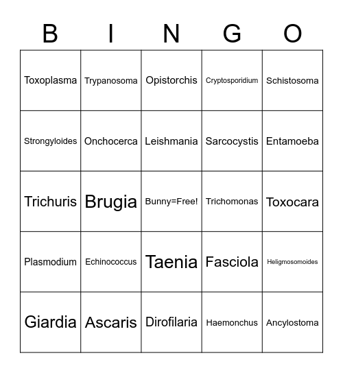 Parasitology Bingo Card