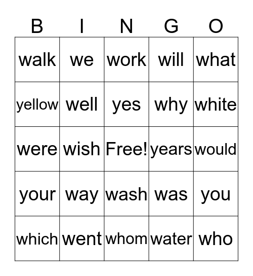 Sparkle Words #12 Bingo Card