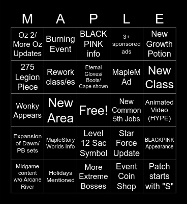 KMS Winter Showcase 12/15/2022 Bingo Card