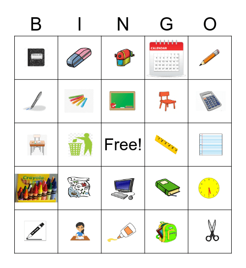 Classroom Objects Bingo Card