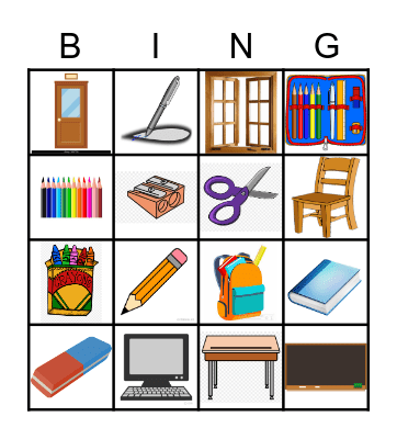 Classroom Objects Bingo Card