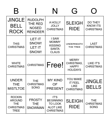 CHRISTMAS HITS Bingo Card