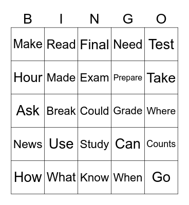 Listening Bingo Card