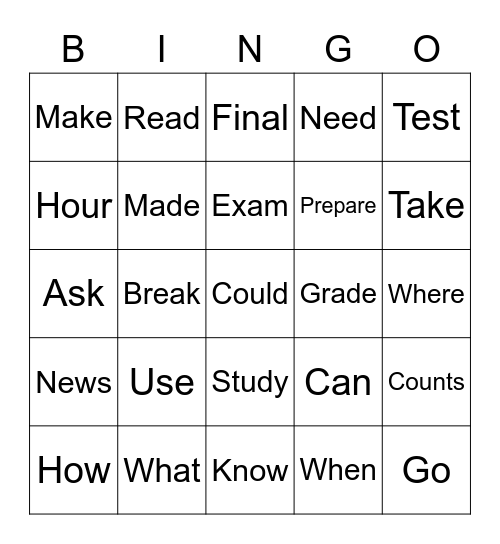 Listening Bingo Card