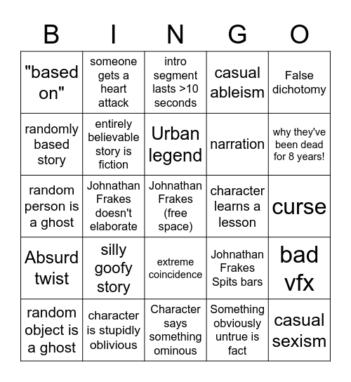 Beyond Belief bingo Card