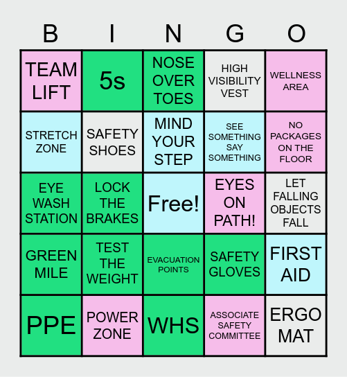 SAFETY Bingo Card