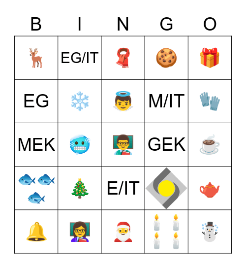 Weihnachtsbingo EG/IT 1a Bingo Card