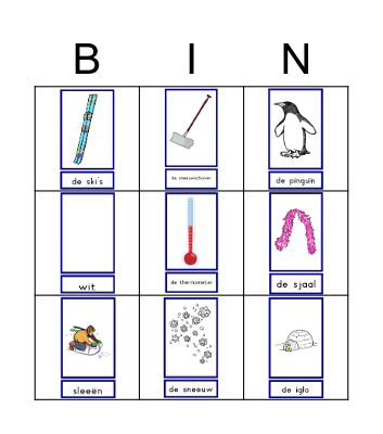 Winter IPC woordenschat Bingo Card