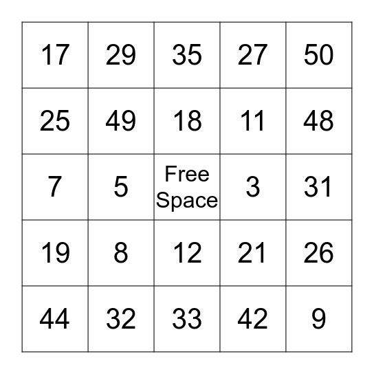 Untitled Bingo Card