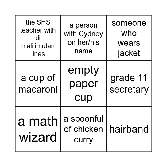 BRING ME Bingo Card