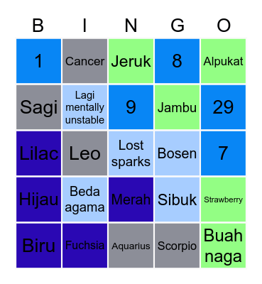 Punya Bhaga Bingo Card