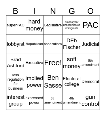 Unit 2  Bingo Card