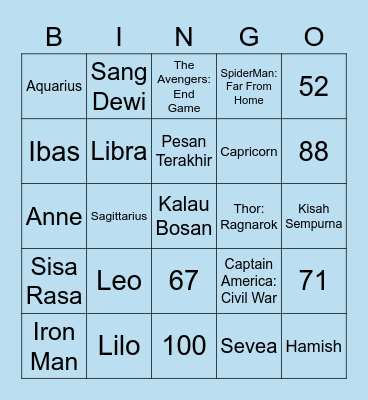 Lilo Bingo Card