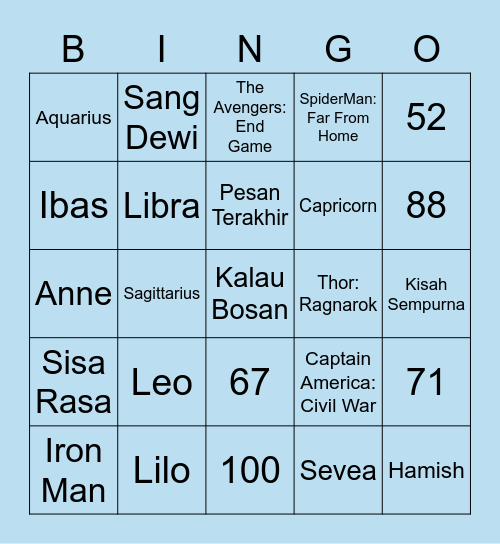 Lilo Bingo Card