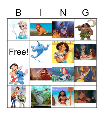 Disney Bingo Card