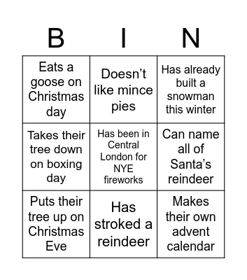 CRUK Christmas Bingo Card