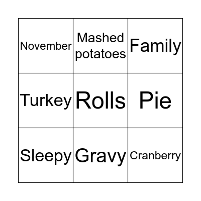 THANKSGIVING Bingo Card