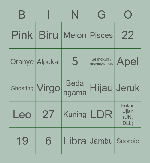 Mavie's Bingo Card