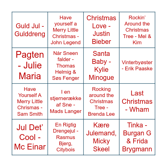Medidyne julebingo Card