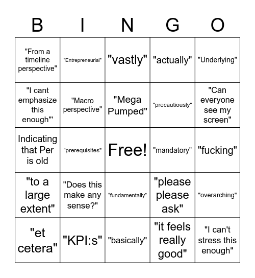 David Bingo Card