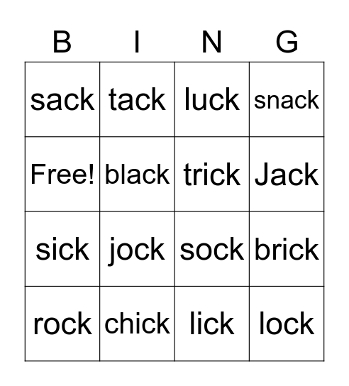 ck bingo Card