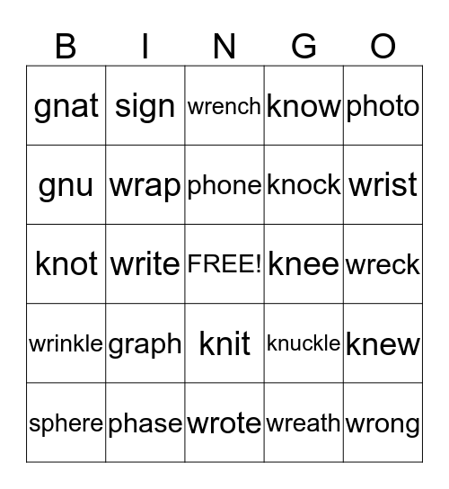 Digraph ph & Ghost LetterBingo Card