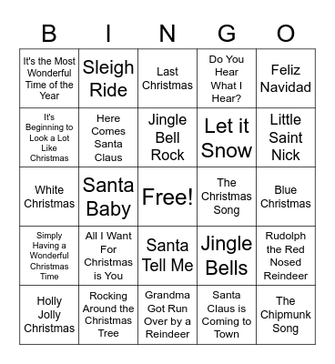 Christmas/Winter Bingo Card