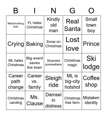 Hallmark Christmas Movie Bingo Card