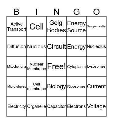 Cell Membrane Bingo Card