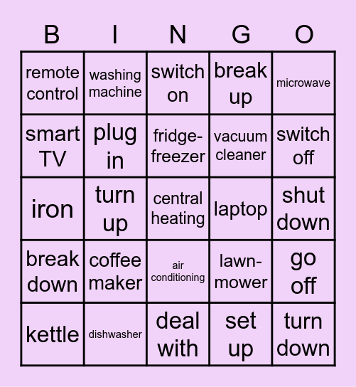 Gadgets Bingo Card