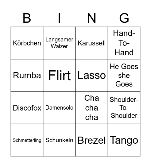 Tanz-Bingo Card