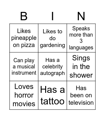 Get to know each other! Bingo Card