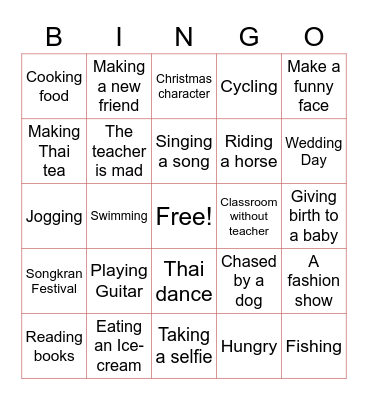 Act and Freeze Bingo Card