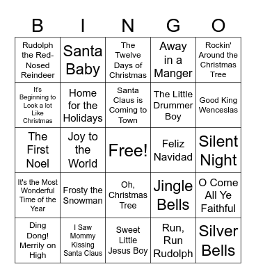 Christmas Carol Bingo Card