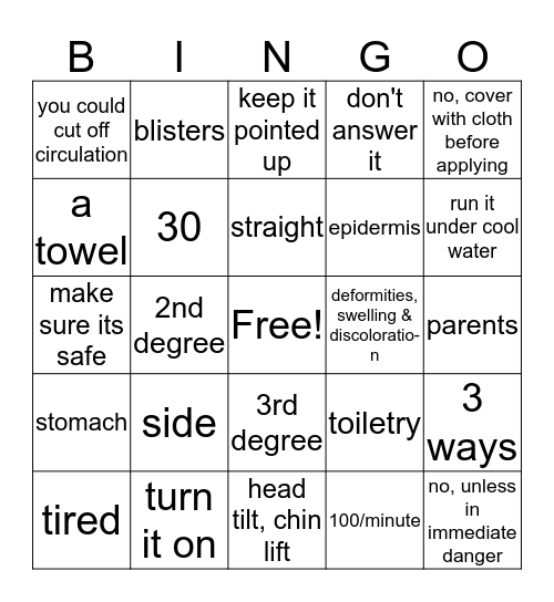 Babysitting Class 2k15 Bingo Card