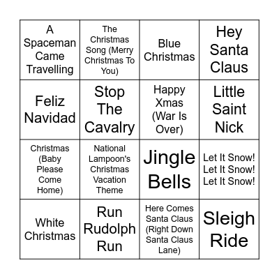 Christmas Classics Bingo Card
