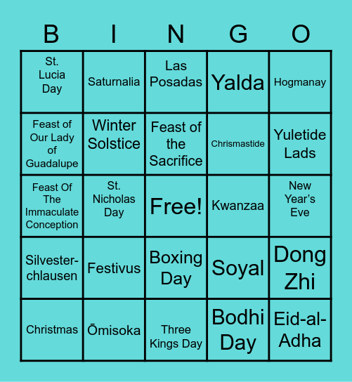 VP Holiday Bingo Card