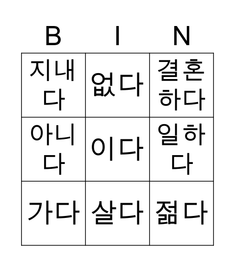 Informal Ending Bingo Card