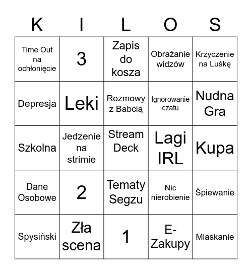 Kilos53 LIVE Bingo Card