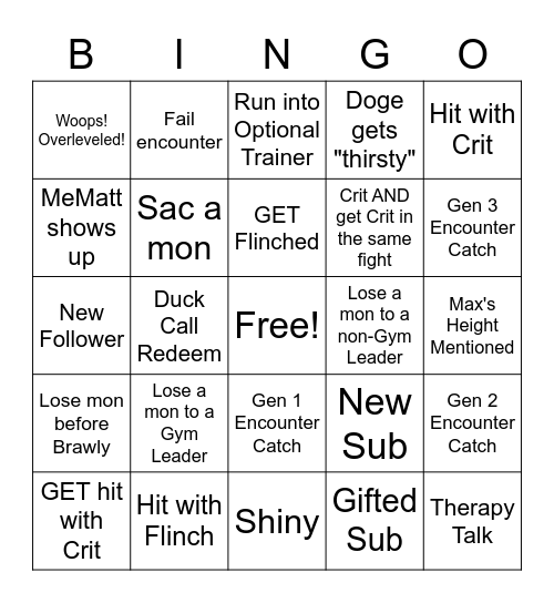 Doge Bingo Card