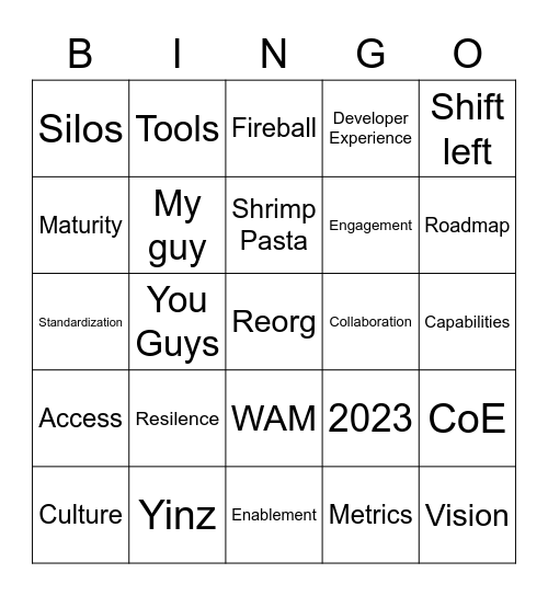 Leader All Hands Bingo Card