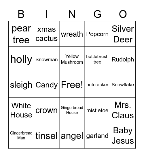 Coyle Holiday BINGO Card