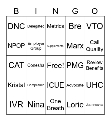 Team Cat Bingo Card
